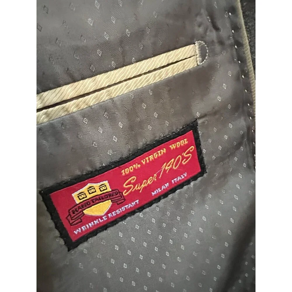 Mantoni Italy Super 140's Wool Brown‎ Striped Dual Vent Blazer Sport Jacket 50L